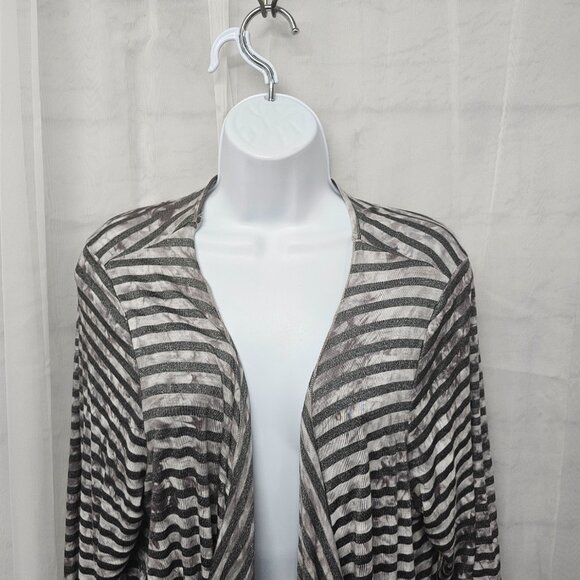 One World Gray Striped Grunge Cardigan Jacket Open Punk 2X NWT - Picture 2 of 13